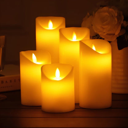 Flameless LED Pillar Candles Set – Realistic Flickering Battery Candles