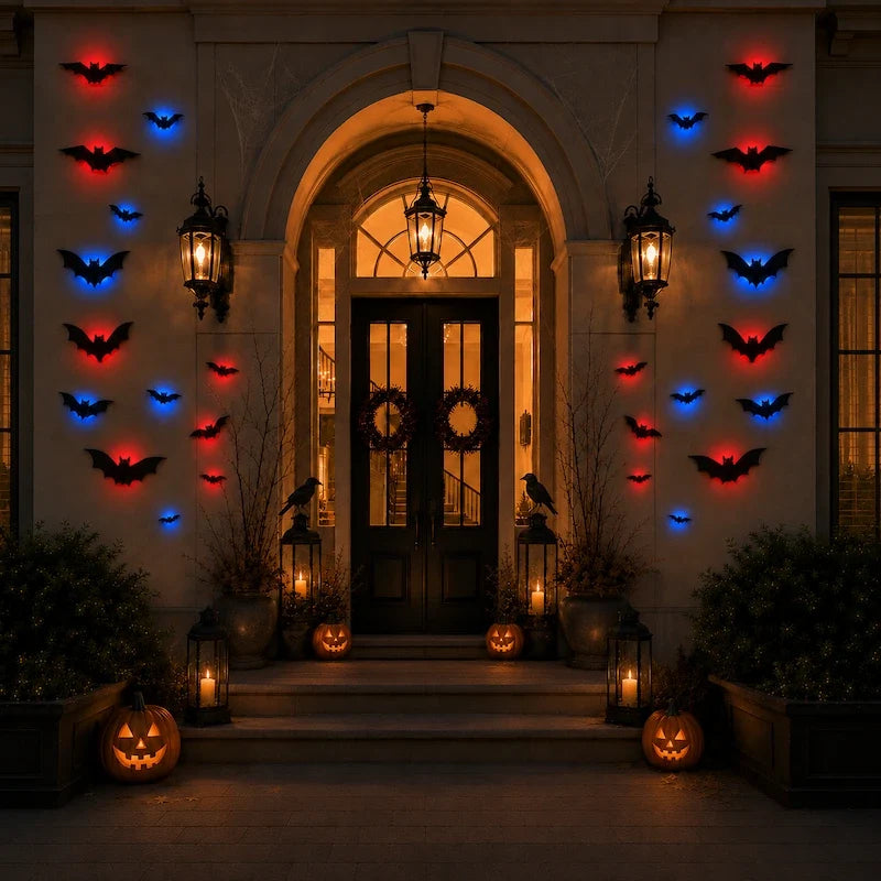 3D Bat Wall Decorations – Halloween Bat Swarm, LED or Classic Black