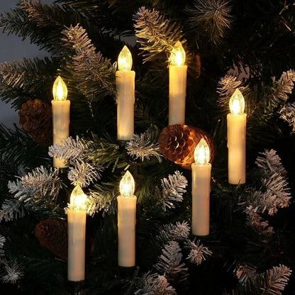 Cordless Clip-On Christmas Tree Candles – Flickering LED with Remote