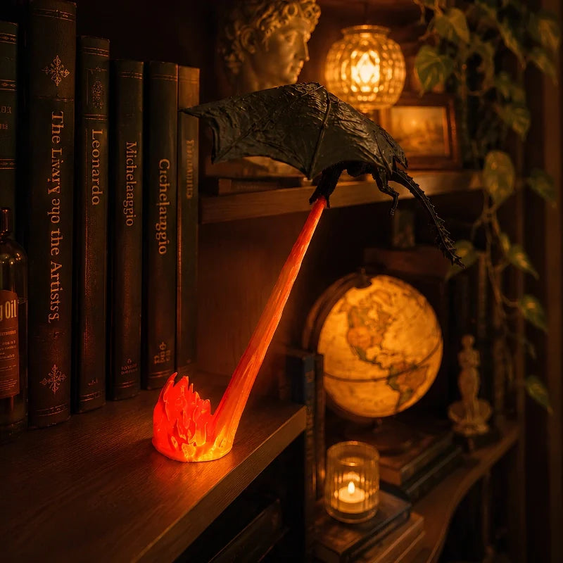 Fire-Breathing Dragon Night Light – Cordless LED Fantasy Lamp
