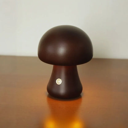 Wooden Mushroom Table Lamp – Handcrafted Bedside Night Light
