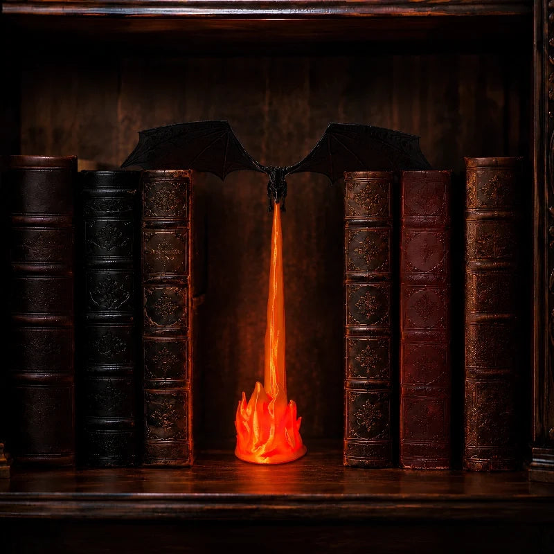 Fire-Breathing Dragon Night Light – Cordless LED Fantasy Lamp