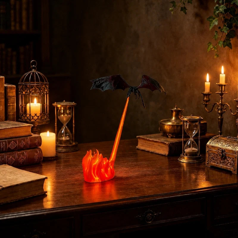 Fire-Breathing Dragon Night Light – Cordless LED Fantasy Lamp