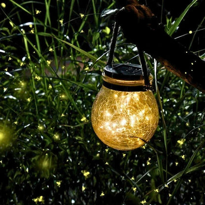 Solar Crackle Glass Lantern – Hanging Outdoor Garden Light