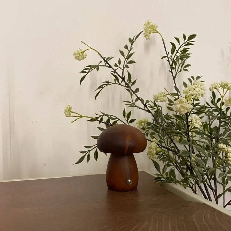 Wooden Mushroom Table Lamp – Handcrafted Bedside Night Light
