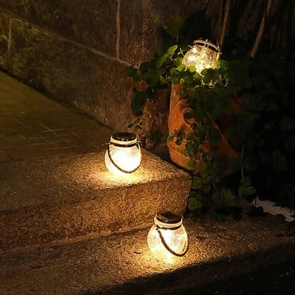 Solar Crackle Glass Lantern – Hanging Outdoor Garden Light