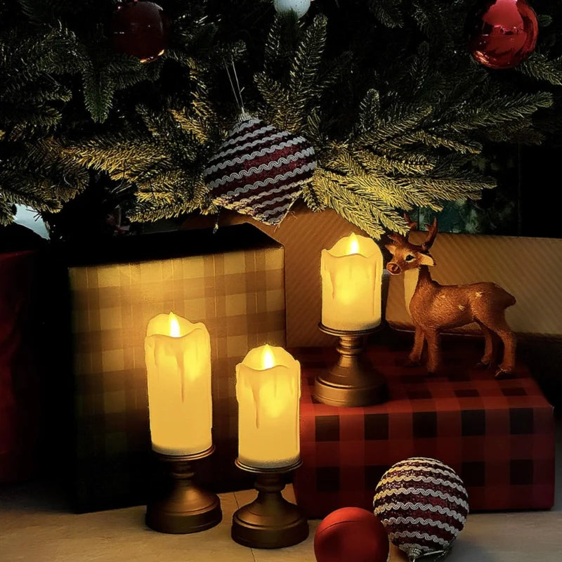 Flameless LED Pillar Candles Set – Realistic Flickering Battery Candles