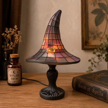 Witch Hat Table Lamp – Stained Glass Gothic Halloween Lamp