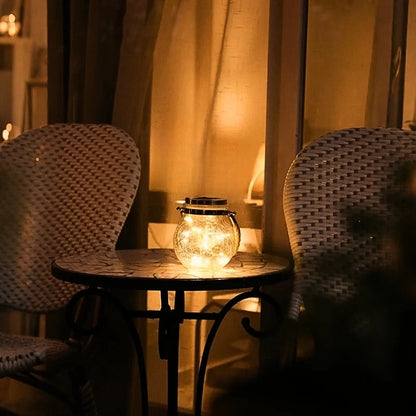 Solar Crackle Glass Lantern – Hanging Outdoor Garden Light