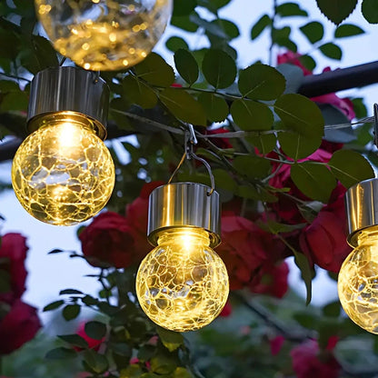 Solar Crackle Glass Lantern – Hanging Outdoor Garden Light
