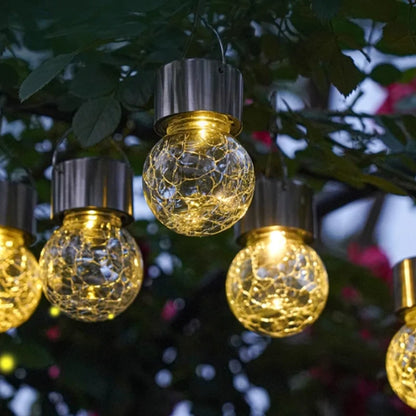 Solar Crackle Glass Lantern – Hanging Outdoor Garden Light