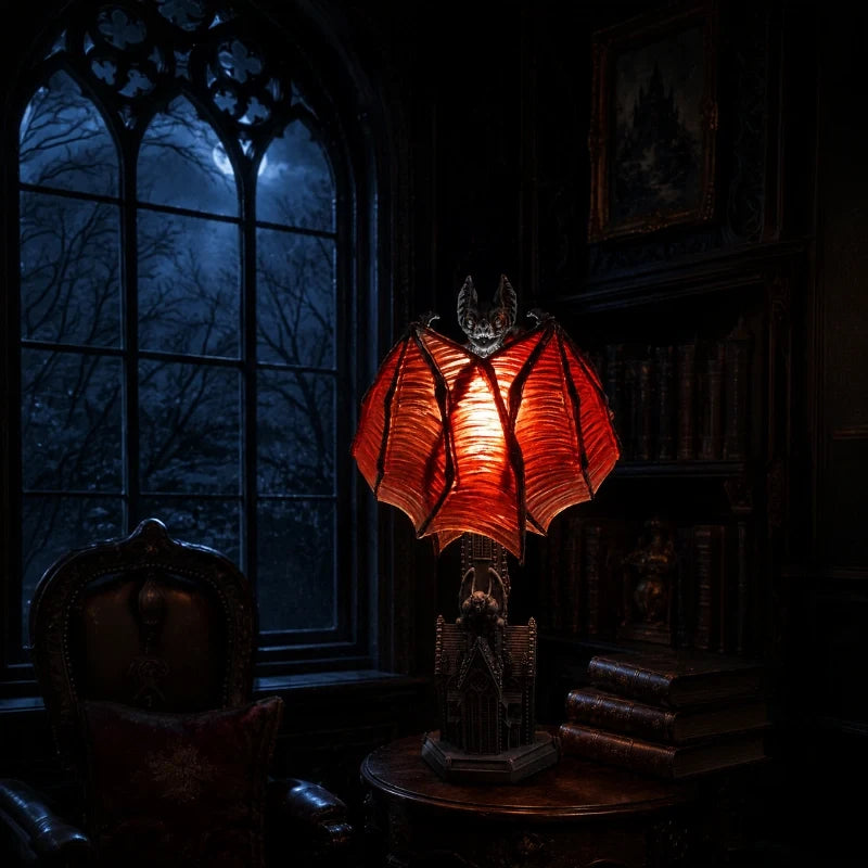 Gothic Bat Table Lamp – Haunted House Halloween Night Light