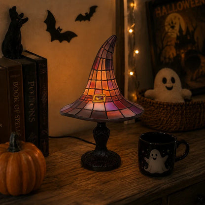 Witch Hat Table Lamp – Stained Glass Gothic Halloween Lamp