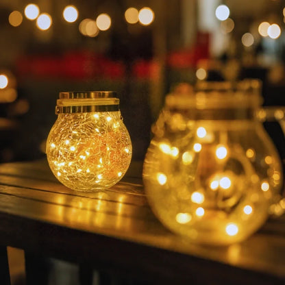 Solar Crackle Glass Lantern – Hanging Outdoor Garden Light