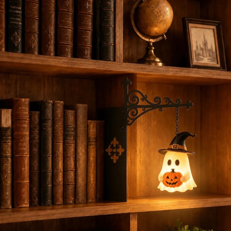 Halloween Bookshelf Light – Ghost & Lantern Book Nook Shelf Decor