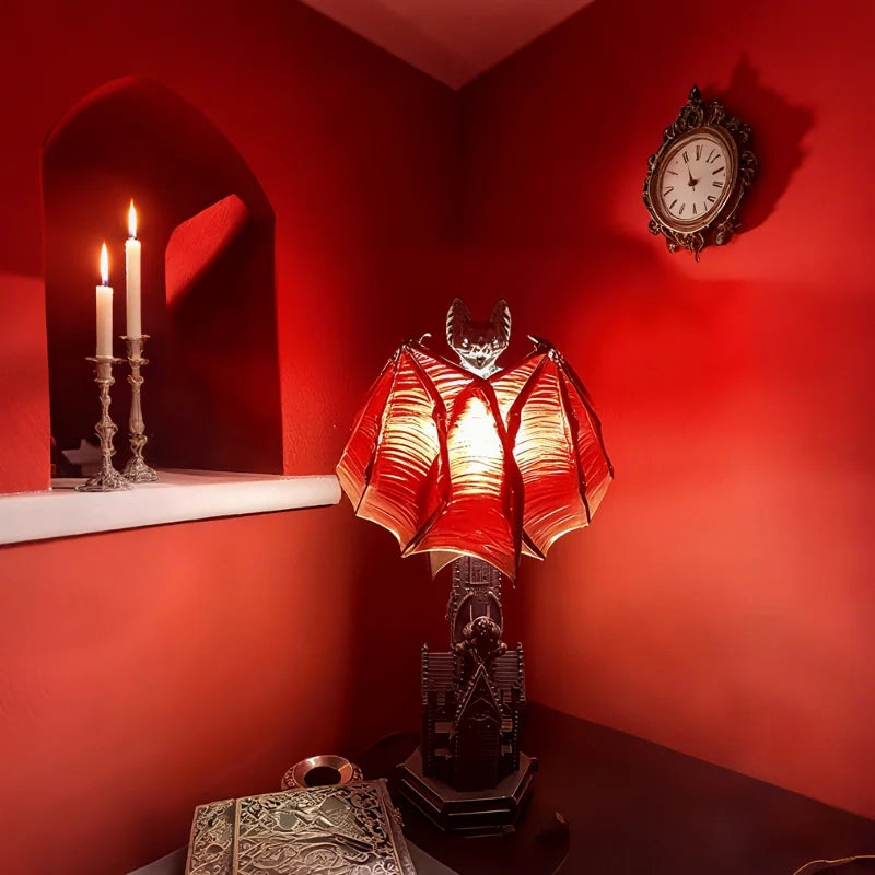 Gothic Bat Table Lamp – Haunted House Halloween Night Light