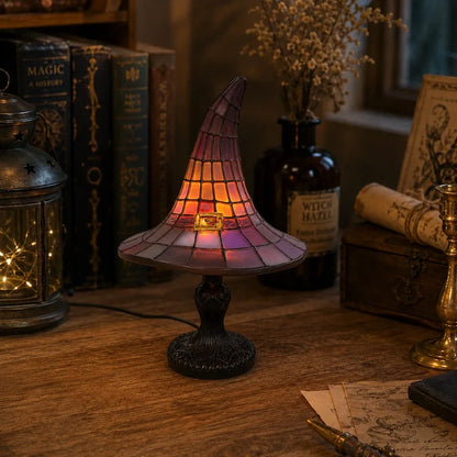Witch Hat Table Lamp – Stained Glass Gothic Halloween Lamp