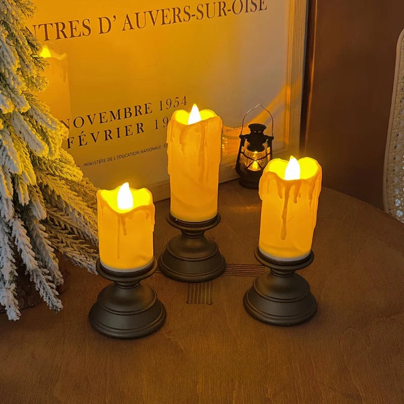 Flameless LED Pillar Candles Set – Realistic Flickering Battery Candles