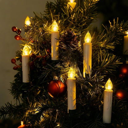 Cordless Clip-On Christmas Tree Candles – Flickering LED with Remote