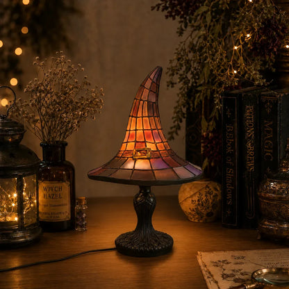 Witch Hat Table Lamp – Stained Glass Gothic Halloween Lamp