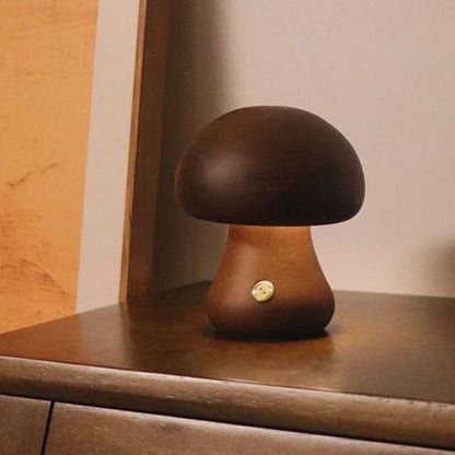 Wooden Mushroom Table Lamp – Handcrafted Bedside Night Light