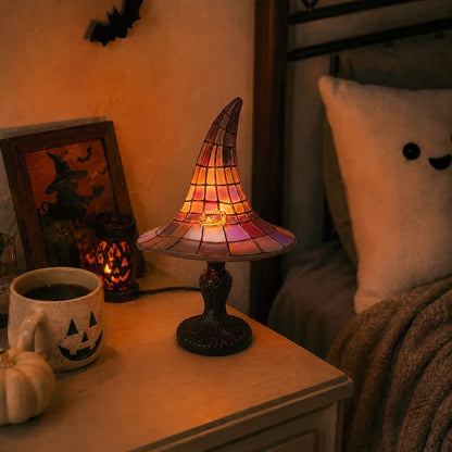 Witch Hat Table Lamp – Stained Glass Gothic Halloween Lamp