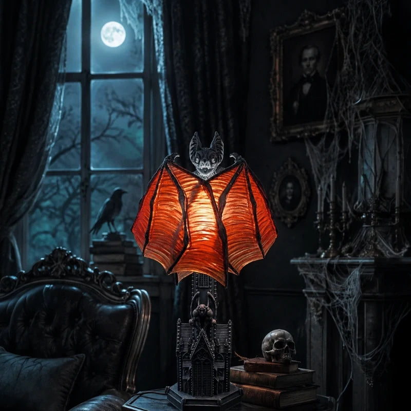 Gothic Bat Table Lamp – Haunted House Halloween Night Light