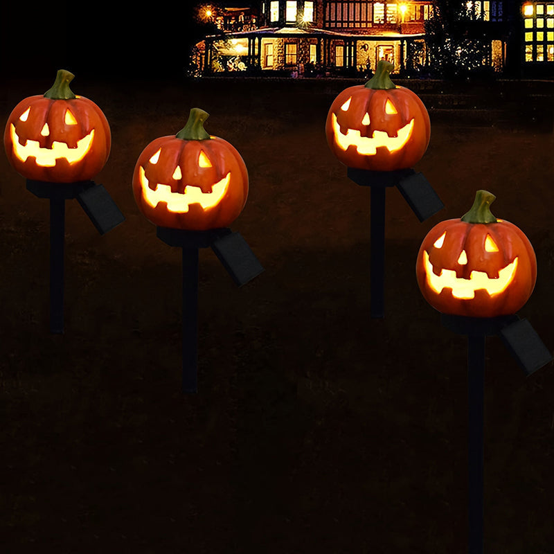 Solar Pumpkin Garden Stake Light - Halloween LED Outdoor Lantern, Waterproof IP44, Orange
