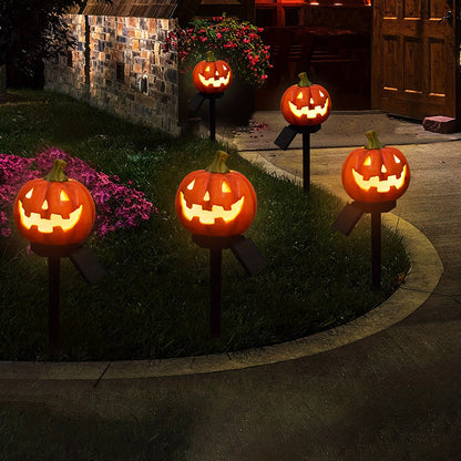 Solar Pumpkin Garden Stake Light - Halloween LED Outdoor Lantern, Waterproof IP44, Orange
