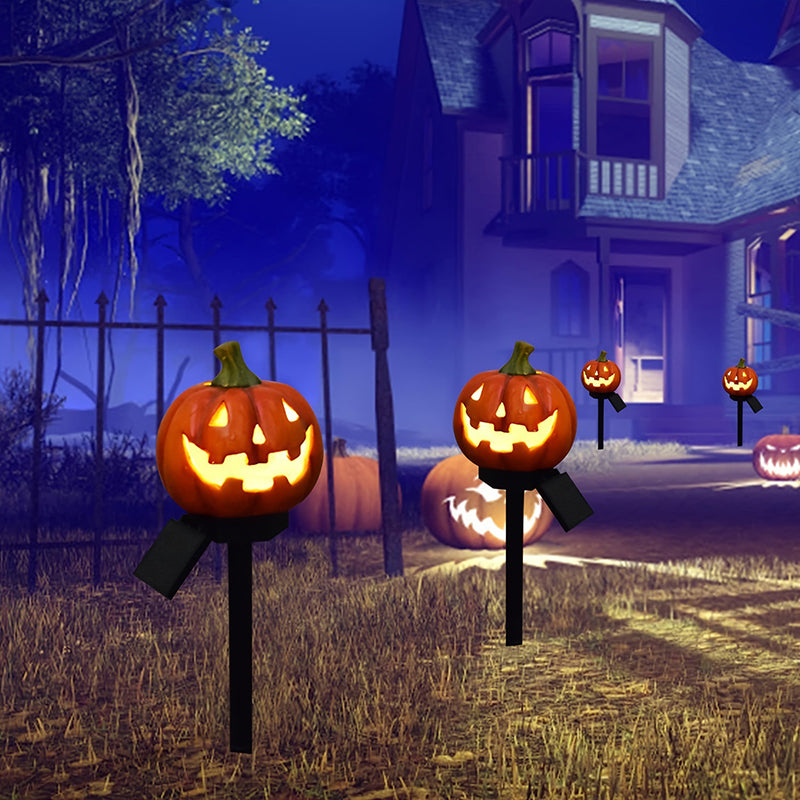 Solar Pumpkin Garden Stake Light - Halloween LED Outdoor Lantern, Waterproof IP44, Orange