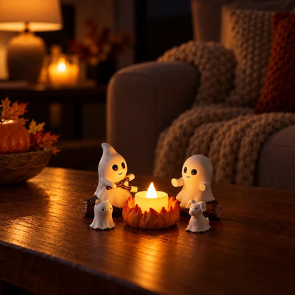 Ghost Campfire Halloween Decoration – Flameless LED Tabletop Figurine