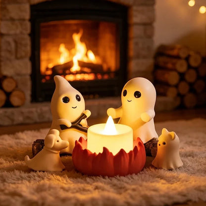 Ghost Campfire Halloween Decoration – Flameless LED Tabletop Figurine