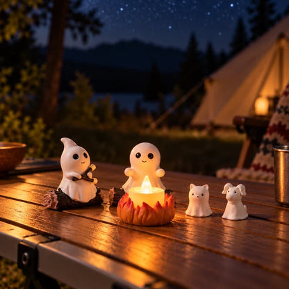 Ghost Campfire Halloween Decoration – Flameless LED Tabletop Figurine