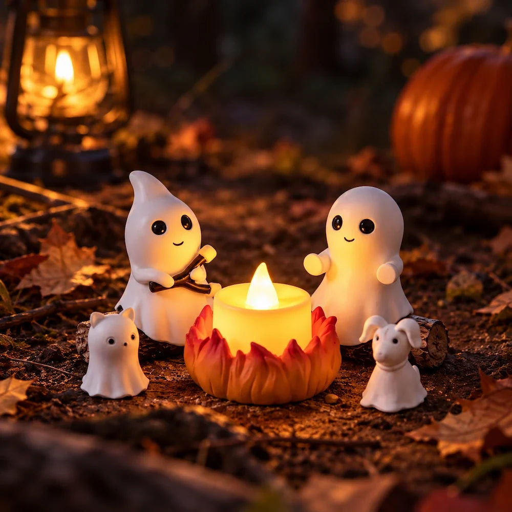 Ghost Campfire Halloween Decoration – Flameless LED Tabletop Figurine
