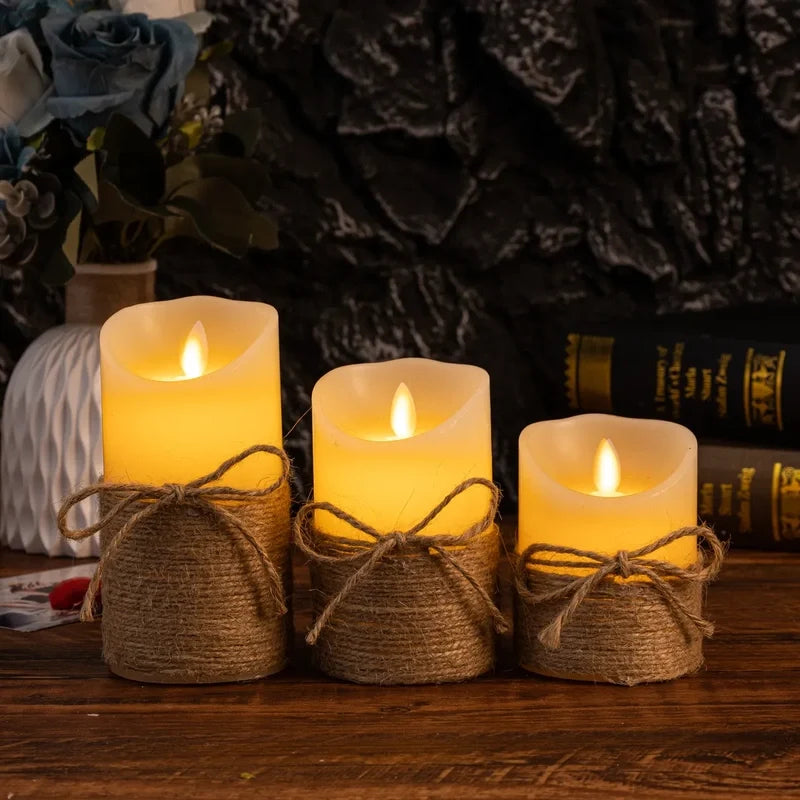 Flameless LED Pillar Candles Set – Realistic Flickering Battery Candles