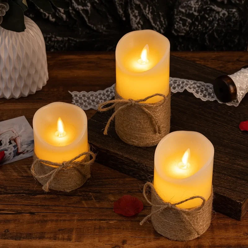 Flameless LED Pillar Candles Set – Realistic Flickering Battery Candles