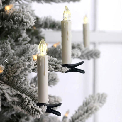 Cordless Clip-On Christmas Tree Candles – Flickering LED with Remote