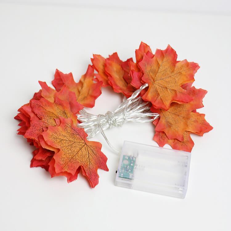 Pumpkin and Maple Leaf LED String Lights - Battery Operated Halloween and Fall Decoration Fairy Lights