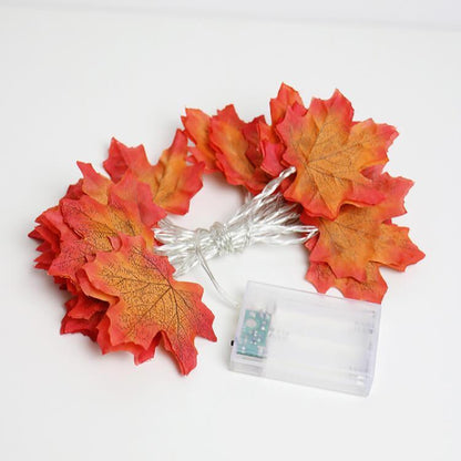 Pumpkin and Maple Leaf LED String Lights - Battery Operated Halloween and Fall Decoration Fairy Lights