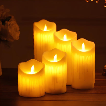 Flameless LED Pillar Candles Set – Realistic Flickering Battery Candles