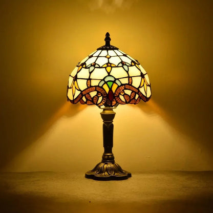 Antique Stained Glass Table Lamp – Vintage Baroque & Floral Lamp