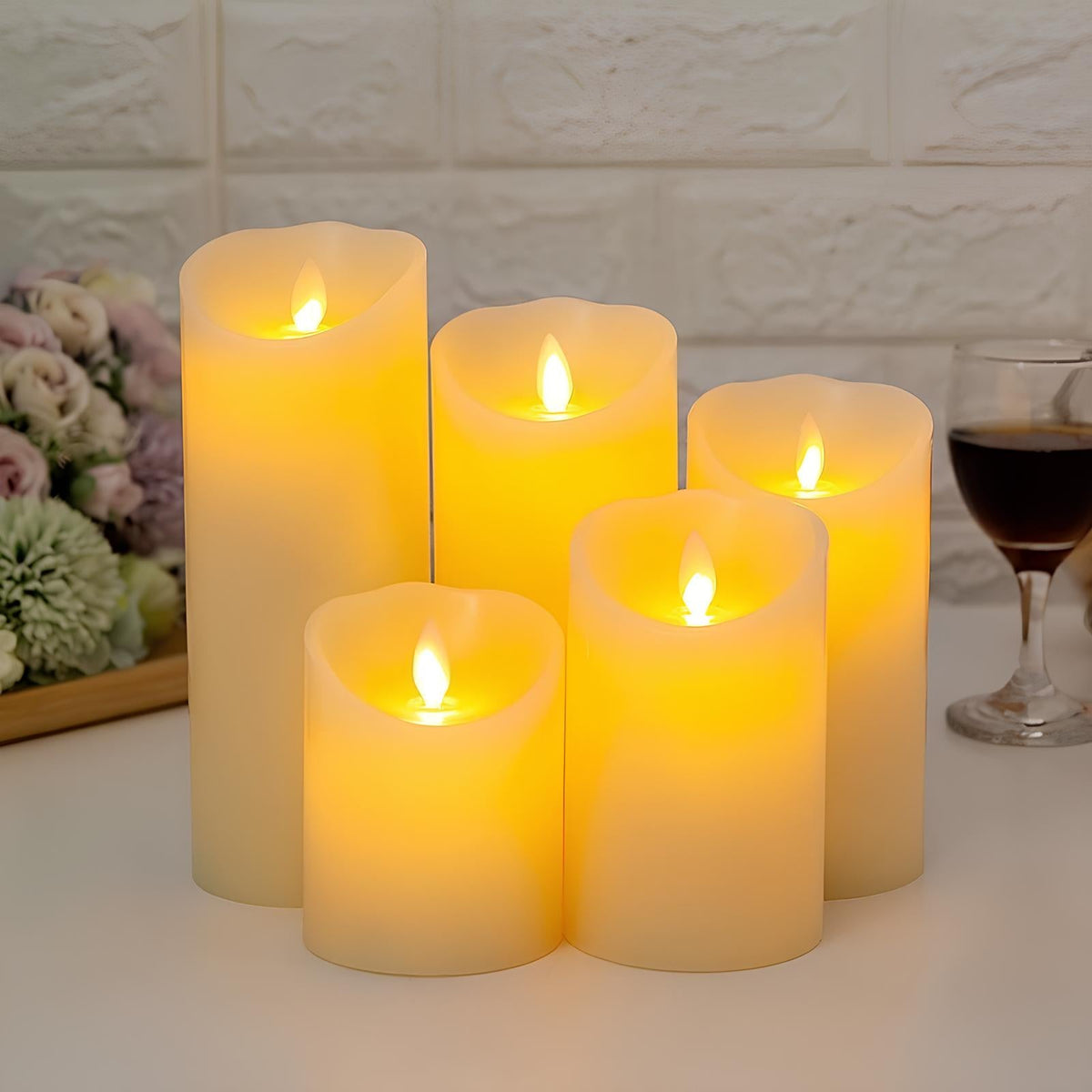 Flameless LED Pillar Candles Set – Realistic Flickering Battery Candles