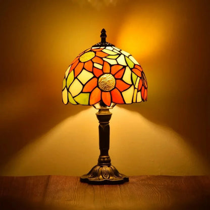 Antique Stained Glass Table Lamp – Vintage Baroque & Floral Lamp