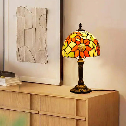 Antique Stained Glass Table Lamp – Vintage Baroque & Floral Lamp