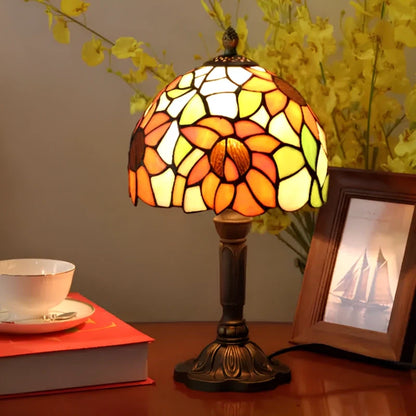 Antique Stained Glass Table Lamp – Vintage Baroque & Floral Lamp