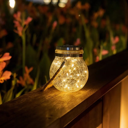 Solar Crackle Glass Lantern – Hanging Outdoor Garden Light